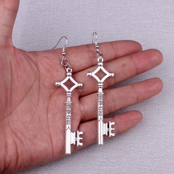 Boucles d'oreilles pendantes Punk Vintage attaque sur Titan collier Eren clé goutte boucle d'oreille Shingeki No Kyojin Anime bijoux Fj052