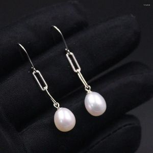 Boucles d'oreilles en peluche pure S925 STERLING Silver Natural Natural Natural Ewater Pearl Geometry Hook