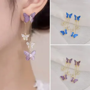 Orecchini pendenti Accessori per gioielli con zirconi blu a forma di farfalla di colore viola