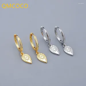 Boucles d'oreilles pendantes QMCOCO couleur argent goutte d'eau forme de tournesol pendentif cerceau pour femme à la mode Simple Vintage boucle d'oreille