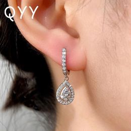 Boucles d'oreilles QYY exquises goutte d'eau pour femmes, cristal brillant, usage quotidien, mode, bijoux élégants pour dames, en vrac