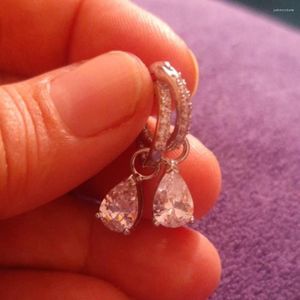 Pendientes colgantes RAKOL cristal pera circonita cúbica para mujer boda compromiso fiesta temperamento elegante joyería de moda