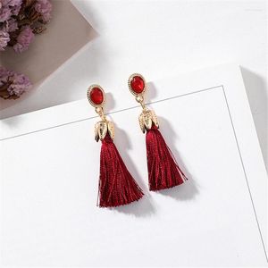 Boucles d'oreilles pendantes RAVINOUR Style coréen gland pour les femmes Bijoux de mode petites franges boucles d'oreilles Bijoux Femme ovale cristal