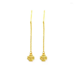 Boucles d'oreilles pendantes en or véritable 14K, bijoux pour femmes, Aros Mujer Oreja quatre feuilles pour Orecchini 14 K Bizuteria