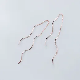 Boucles d'oreilles pendantes en argent Sterling 925 véritable, en spirale, en forme de goutte d'eau, à enfiler, pour femmes, cadeaux d'anniversaire