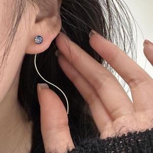 Bengelen oorbellen echt 925 sterling zilveren lange keten voor vrouwen fijne sieraden geometrische gebogen oorlijn oorlingen meisje accessoires