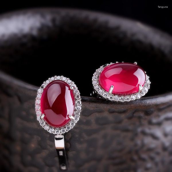 Boucles d'oreilles pendantes en argent Sterling 925 véritable pour femmes, classique, mode thaïlandaise, corindon rouge, Clip d'oreille, bijoux en Argentum pur