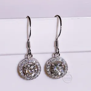 Boucles d'oreilles pendantes en véritable Moissanite, goutte de 0,5 ct, diamants de laboratoire au Total 1 ct pour femmes, plaqué or blanc 18 carats, argent Sterling 925