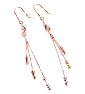 Boucles d'oreilles en peluche réelle pure 18 km en or rose femme chanceuse de perle colorée