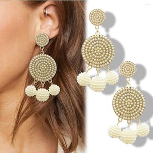 Boucles d'oreilles pendantes RechicGu Bohème Femmes Pendentif Soleil Tourbillon Perles Rondes Mode Oreille Goujons Bijoux Accessoires Fille Amitié Cadeaux