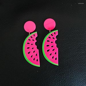 Boucles d'oreilles pendantes en acrylique rouge pastèque, mode hip hop pour femmes, accessoires de bijoux, spectacle sur scène DJ discothèque E18129