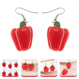 Boucles d'oreilles pendantes, pendentif alimentaire au piment rouge, bijoux pour femmes, imitation créative de poivre Miss