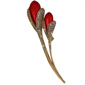 Dangle Oorbellen Rode Tulp Bloem Broches Voor Vrouwen Elegante Reversspeldjes Bruiloft Badge Sieraden Metaal Kleur: 4