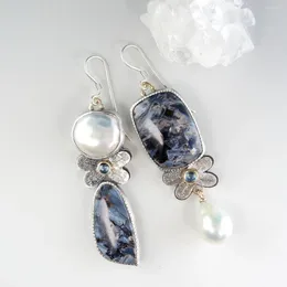 Boucles d'oreilles en peluche rétro créative belle perle baroque asymétrique opale géométrique pendentif charme de bijoux pour femmes bijoux cadeau d'anniversaire