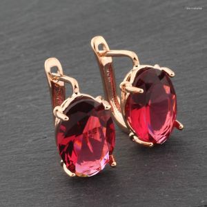 Boucles d'oreilles pendantes rétro brillantes, couleur or Rose 585, bijoux de mariage à la mode, forme ovale moderne Unique, goutte