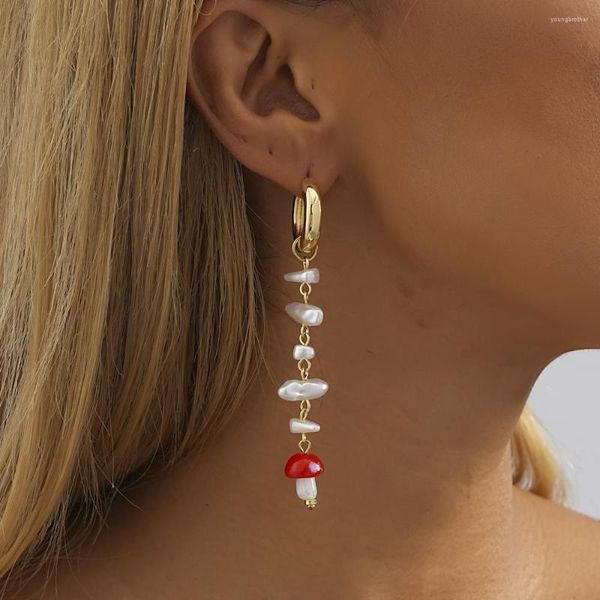 Boucles d'oreilles pendantes rétro irrégulières, Imitation perle champignon goutte pour femmes, bijoux géométriques personnalisés, vente en gros