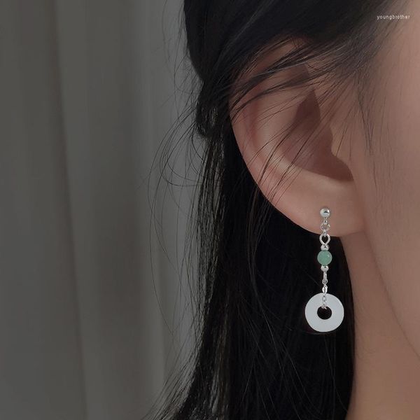 Boucles d'oreilles pendantes rétro Jade Style chinois 2023 Design tendance blanc Onxy tempérament féminin en gros