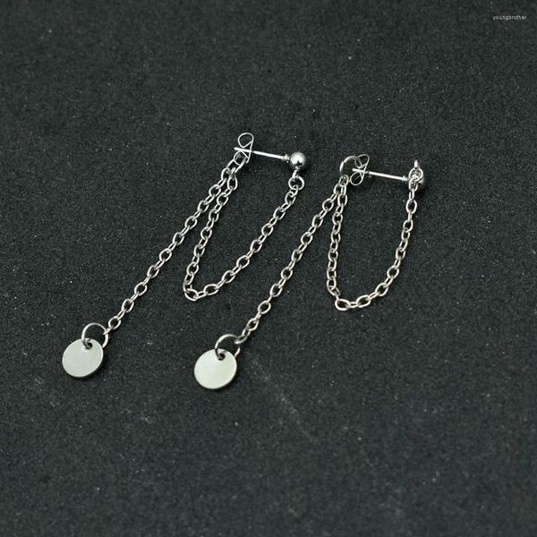 Boucles d'oreilles pendantes rétro longues pampilles, chaîne pour femmes, bijoux coréens en métal, pièce ronde, accessoires de Costume de fête