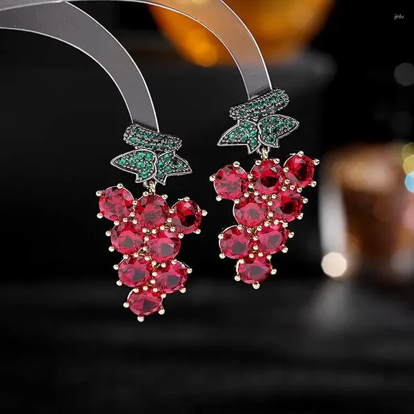 Boucles d'oreilles pendantes rétro en Zircon, Design goutte de raisin, cristal strass, mode pour femmes et filles, bijoux cadeaux de fête de mariage
