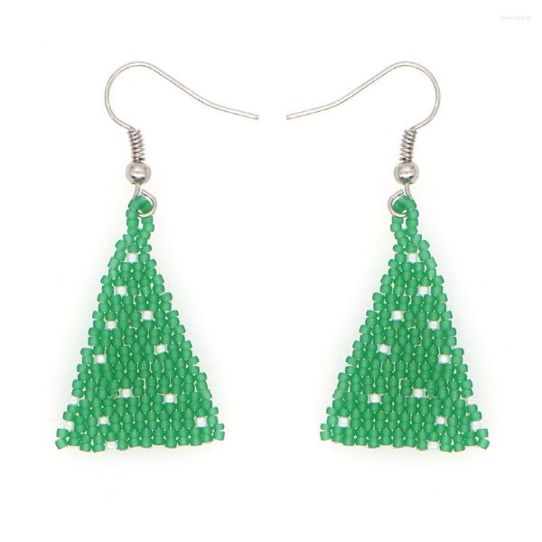 Boucles d'oreilles pendantes riz perle arbre de noël vert mode minimaliste polyvalent tricoté à la main bohème alliage femmes perlé