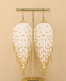 Orecchini pendenti con perline di riso per maglieria a mano, perline semplici in lega di geometrie della Boemia