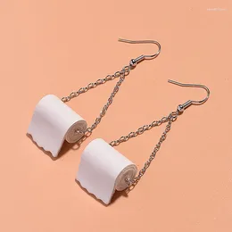 Boucles d'oreilles pendantes en rouleau de papier, goutte de papier drôle 3D, tissu géométrique créatif, serviette de toilette pour femmes