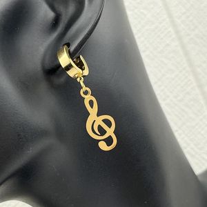 Pendientes colgantes de estilo romántico para mujer, símbolo Musical de acero inoxidable, abalorios musicales huecos, accesorios de joyería elegantes para fiesta