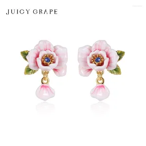 Boucles d'oreilles en peluche Rose pour les femmes faites à la main émail S925 aiguille en argent 18 km plaqué 2024 Jewelry Fashion Bijoux et anniversaire