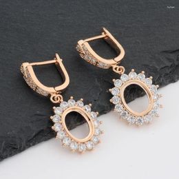 Boucles d'oreilles pendantes en Zircon pour femmes, couleur or Rose, goutte ovale géométrique, bijoux de mariage élégants, cadeau à la mode