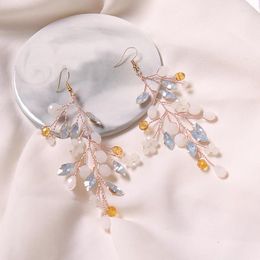 Boucles d'oreilles enveloppées en or rose argent couleur de mode de mode de mariage à main les accessoires de mariée d'opale à main
