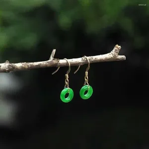 Dangle Oorbellen Ronde Goud Groene Ring Jadeïet Edelsteen Moederdag Jaar Dames Feest Oor Stud VALENTIJNS CARNAVAL