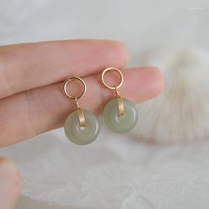 Boucles d'oreilles pendantes rondes blanc/vert naturel Hetian Jade goutte boucle d'oreille pour femmes bijoux 2023 sur les oreilles