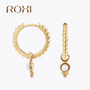 Boucles d'oreilles pendantes ROXI 925 en argent sterling perle boucle d'oreille mini pendentif accessoires de bijoux exquis boucle d'oreille plaquée or 18 carats