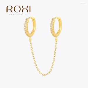 Boucles d'oreilles ROXI mode Simple cercle de cristal suspendu goutte coréenne 925 en argent Sterling chaîne à maillons Brincos bijoux pour femmes