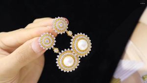 Boucles d'oreilles pendantes Ruif Light luxe 925 argent magnifique perle perle boucle d'oreille pour les femmes fête déclaration bijoux de mariage cadeaux