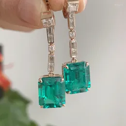 Boucles d'oreilles pendantes Ruif Luxury Clascical Lab Grown Emerald 14k Real Gold Drop pour les femmes 2023 Tendance Élégant Accessoires d'oreille Party Jewel