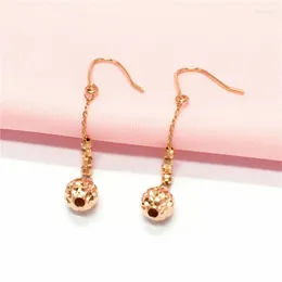 Boucles d'oreilles pendantes russes plaquées or violet 585 avec Rose 14K, tempérament de mode, perle exquise scintillante pour femmes