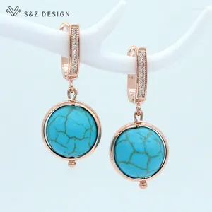 Dangle Oorbellen SZ DESIGN Trendy Groene Turkoois Kralen Etnisch Voor Vrouwen 585 Rose Goud Kleur Fijne Mode Feestcadeau