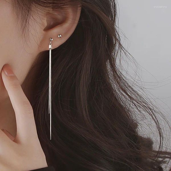 Boucles d'oreilles pendantes en argent Sterling S925, longue chaîne à pompon suspendue pour femmes, tempérament coréen, fille, bijoux à la mode, cadeaux