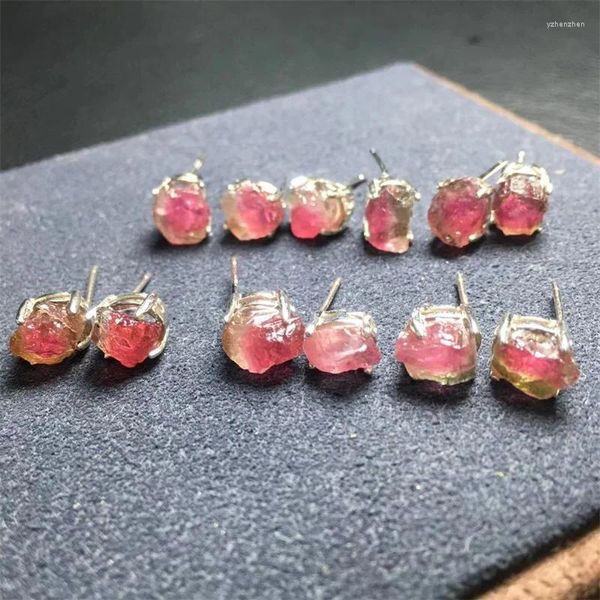 Pendientes colgantes S925 sandía Natural turmalina cuarzo joyería colorida piedras preciosas de moda boda fiesta regalo de cumpleaños 1 par