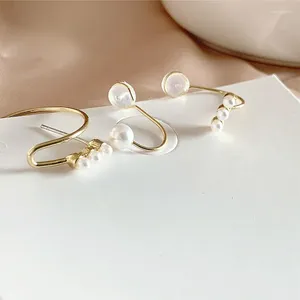 Boucles d'oreilles pendantes S925 pour femmes, goutte d'aiguille, petite perle coréenne, trois pièces, accessoires de bijoux, vente en gros