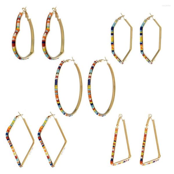 Boucles d'oreilles pendantes S925, cerceau à aiguilles, pavé de perles, grande goutte, cœur géométrique, Triangle, hexagone