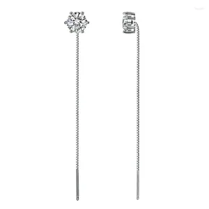 Boucles d'oreilles pendantes en argent S925, classique, six griffes, moissanite, ligne d'oreille, frange longue, diamant assorti, pierres précieuses, anniversaire, bijoux fins pour femmes