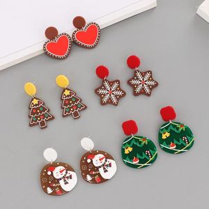 Boucles d'oreilles pendantes en argent S925, série de noël, aiguille, personnalité féminine, plaque acrylique, arbre, flocon de neige, amour