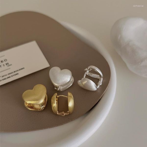 Boucles d'oreilles pendantes en argent S925, aiguille délicate, Vintage, cœur mat, boucle d'oreille en métal pour femmes et filles, cadeaux géométriques simples