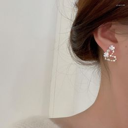Dangle Oorbellen S925 Zilveren Naald Eenvoudige Delicate Parel Shell Bloem Hart Voor Vrouwen Meisje Mode Geometrische Gift