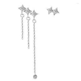 Boucles d'oreilles pendantes S925 argent aiguille gland longue asymétrique étoile goutte boucle d'oreille pour les femmes oreille ligne suspendus boucles d'oreilles bijoux de mariage cadeaux Eh1166