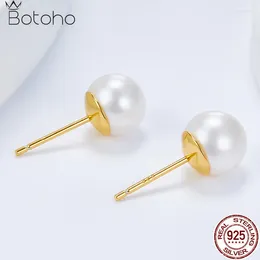 Bengelen oorbellen S925 Sterling Silver Earring Sieraden Groothandel 18K GOUD VERMEIL Classic Freshwater Pearl Ear Stud voor vrouwen