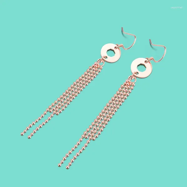 Boucles d'oreilles pendantes en argent Sterling S925, Design à pampilles rondes, or Rose, bijoux nobles pour dames, à envoyer à une petite amie, cadeau