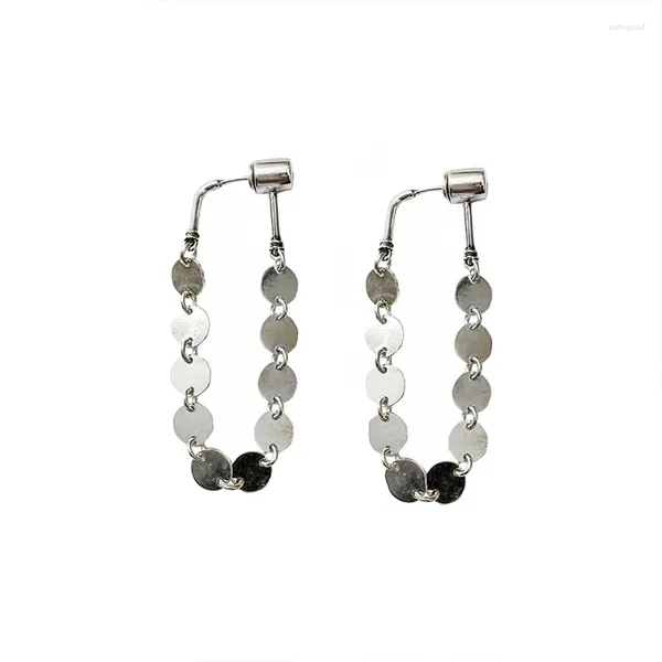 Boucles d'oreilles pendantes en argent Sterling S925 pour femmes, pompon à paillettes en métal, léger, de luxe, à la mode, polyvalent et petit Design